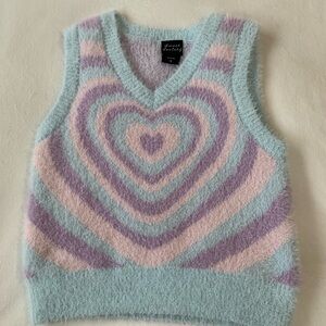 SWEET SOCIETY Hot Topic ladies, pastel hearts, sweater, vest size Small VVGUC+++